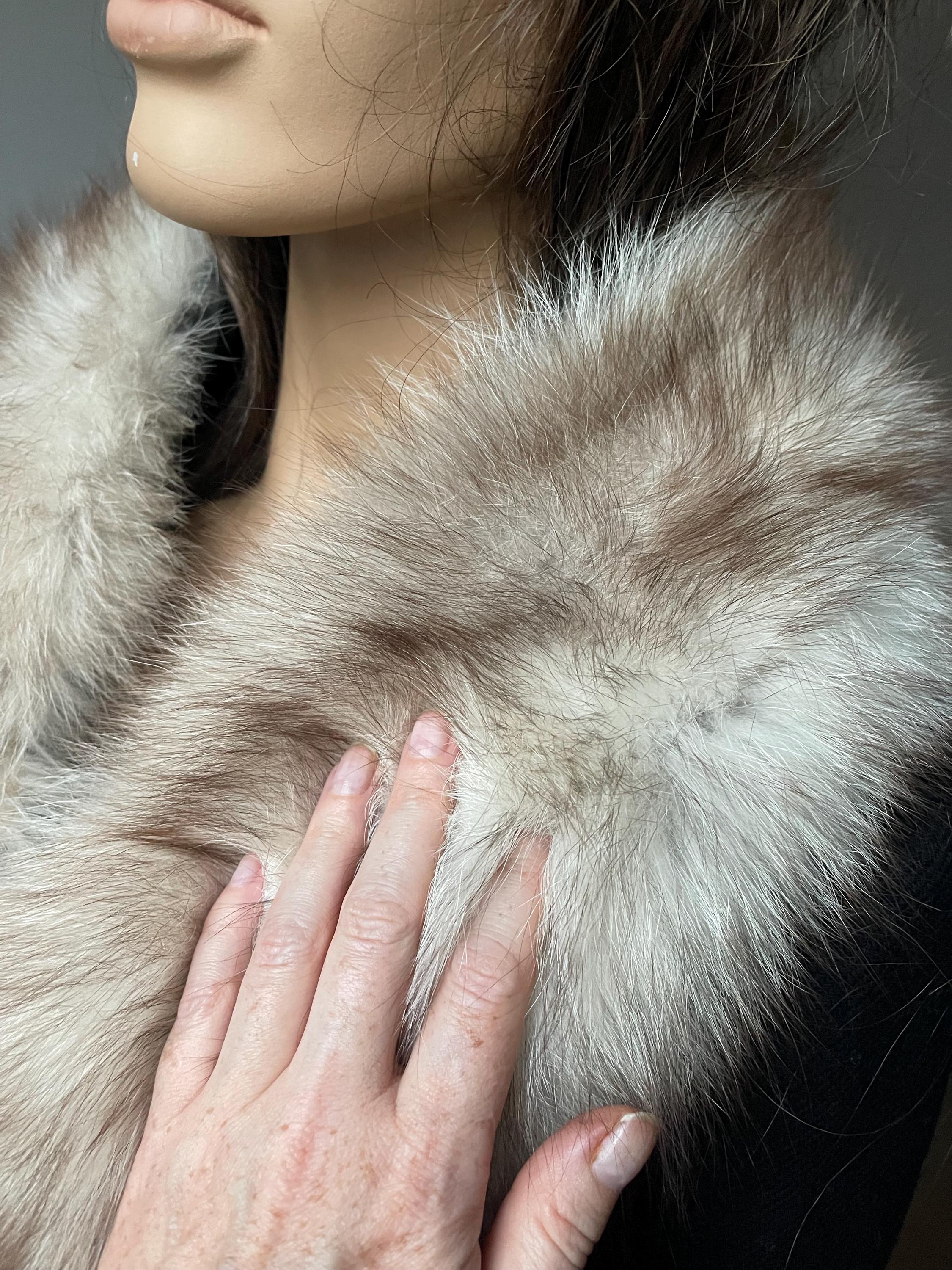Beige Polar Fox Fur Collar