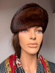 980s brown mink fur hat made from genuine mink fur