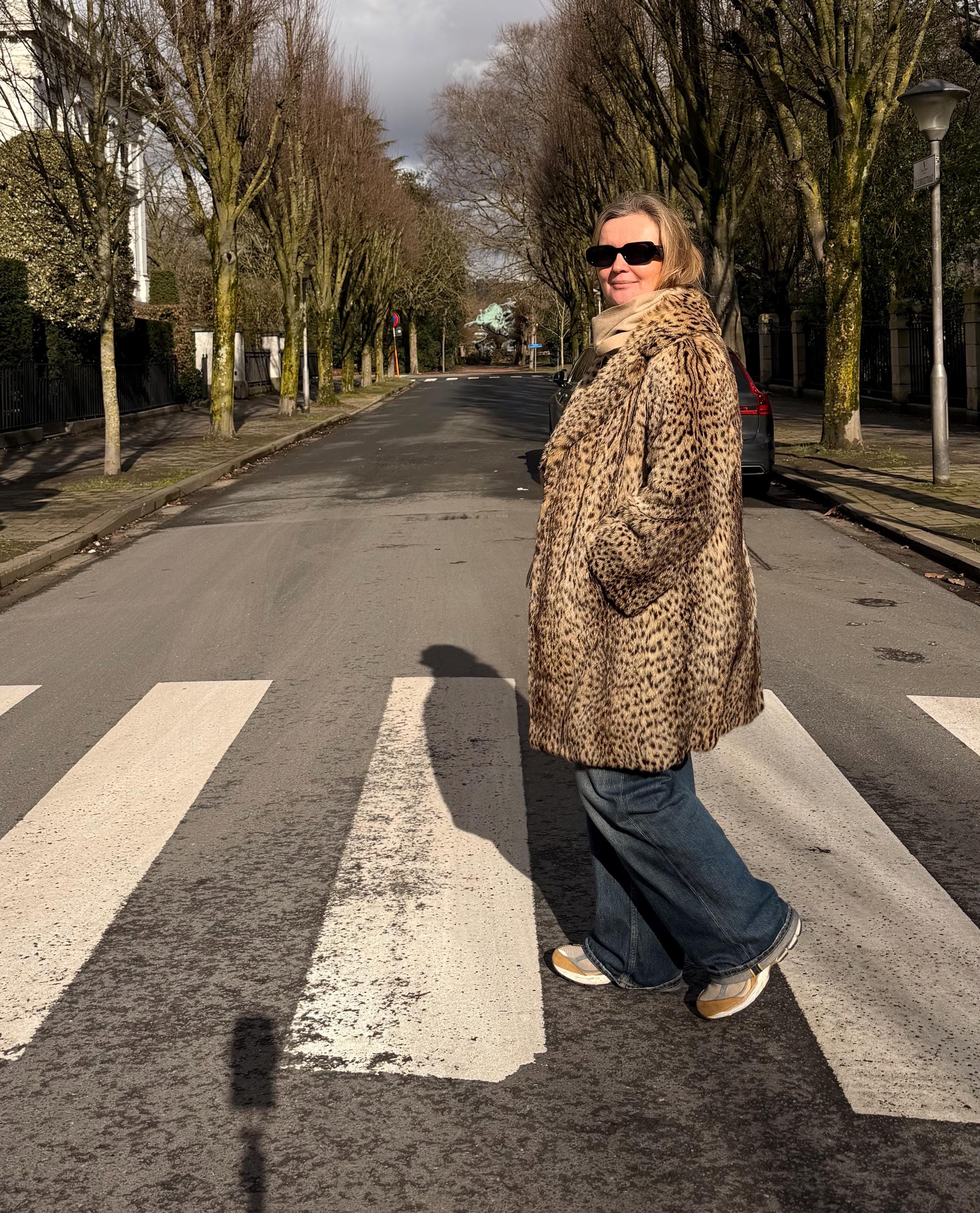 Leopard Print Fur Coat – M–L