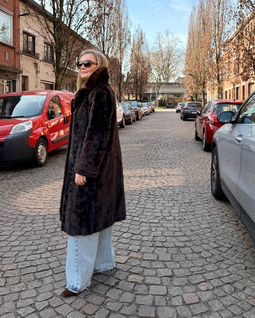 Brown Mink Fur Coat – M-XL