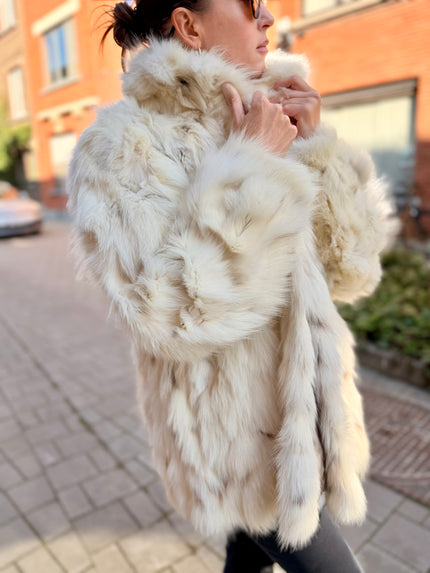 White Fox Fur Jacket - S