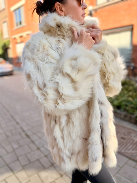 White Fox Fur Jacket - S