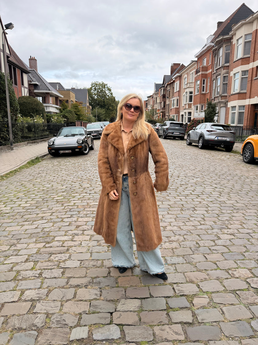 Pastel Mink Fur Coat - S