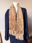 Beige rabbit fur scarf made from genuine knitted fur