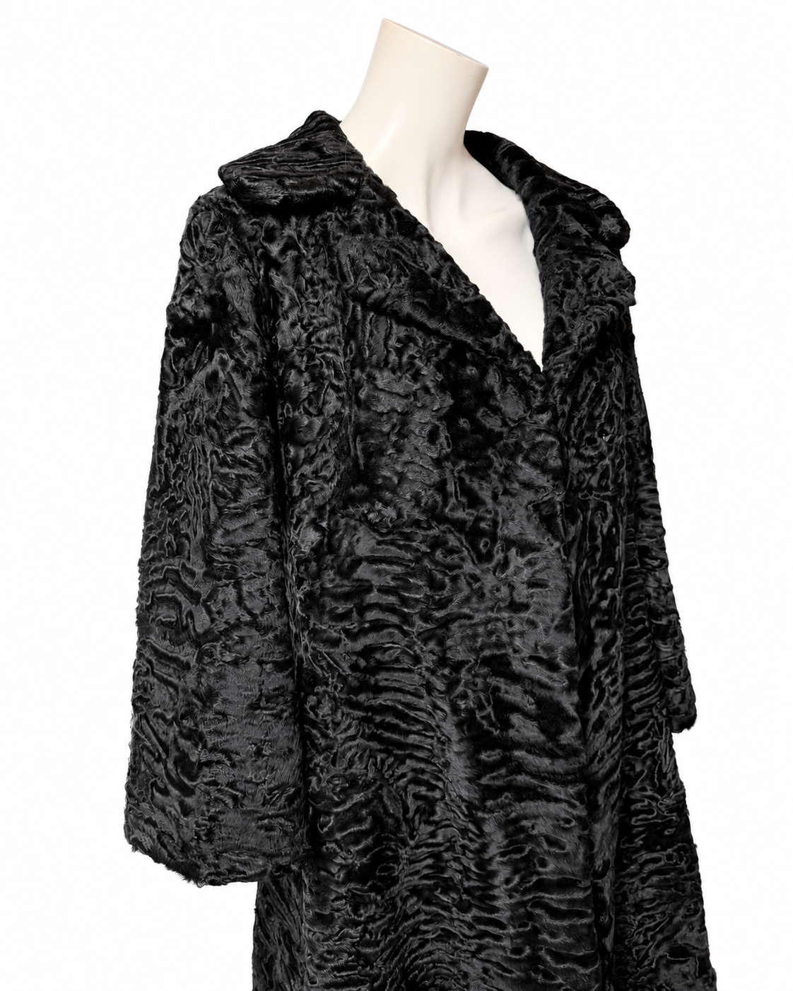 Black Lamb Fur Coat - S-M