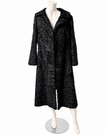 Vintage black lamb fur coat for women in genuine lightweight fur