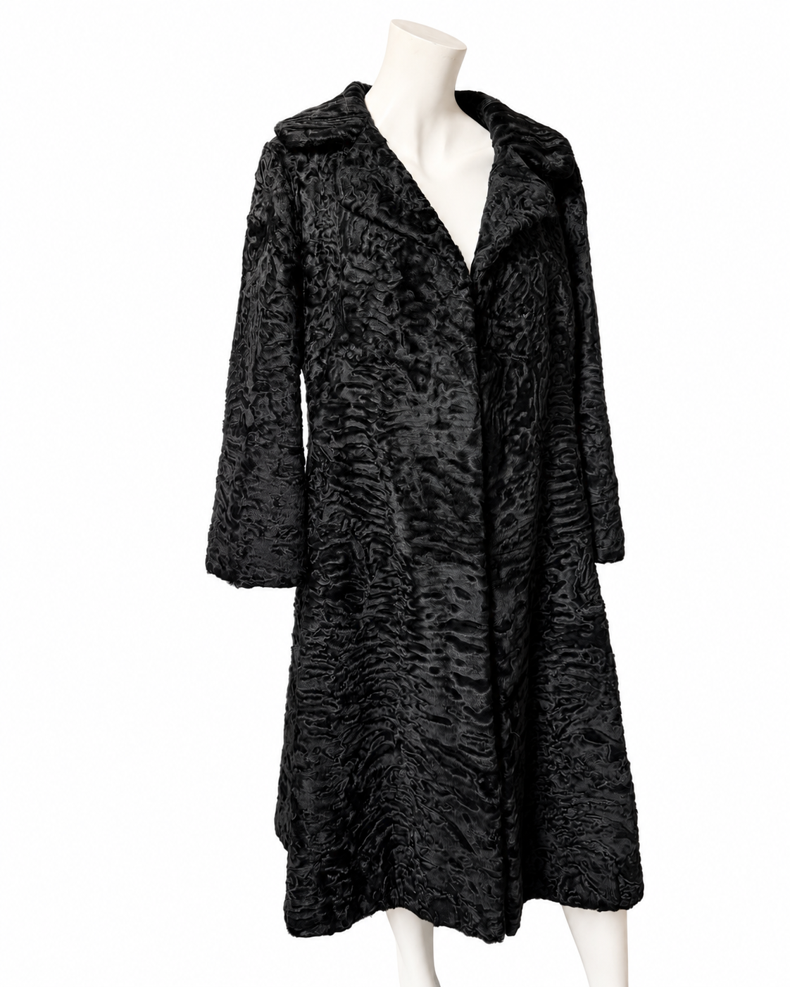 Black Lamb Fur Coat - S-M