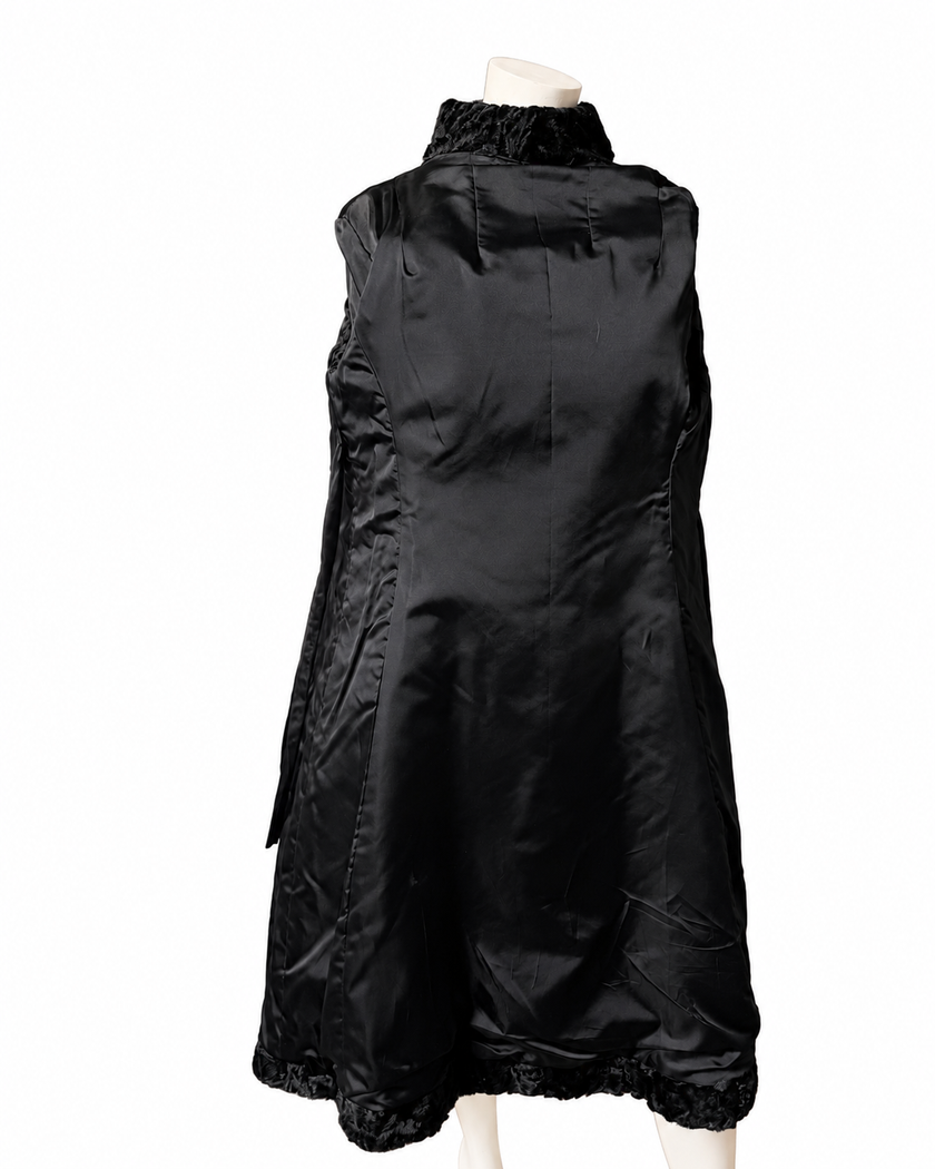 Black Lamb Fur Coat - S-M