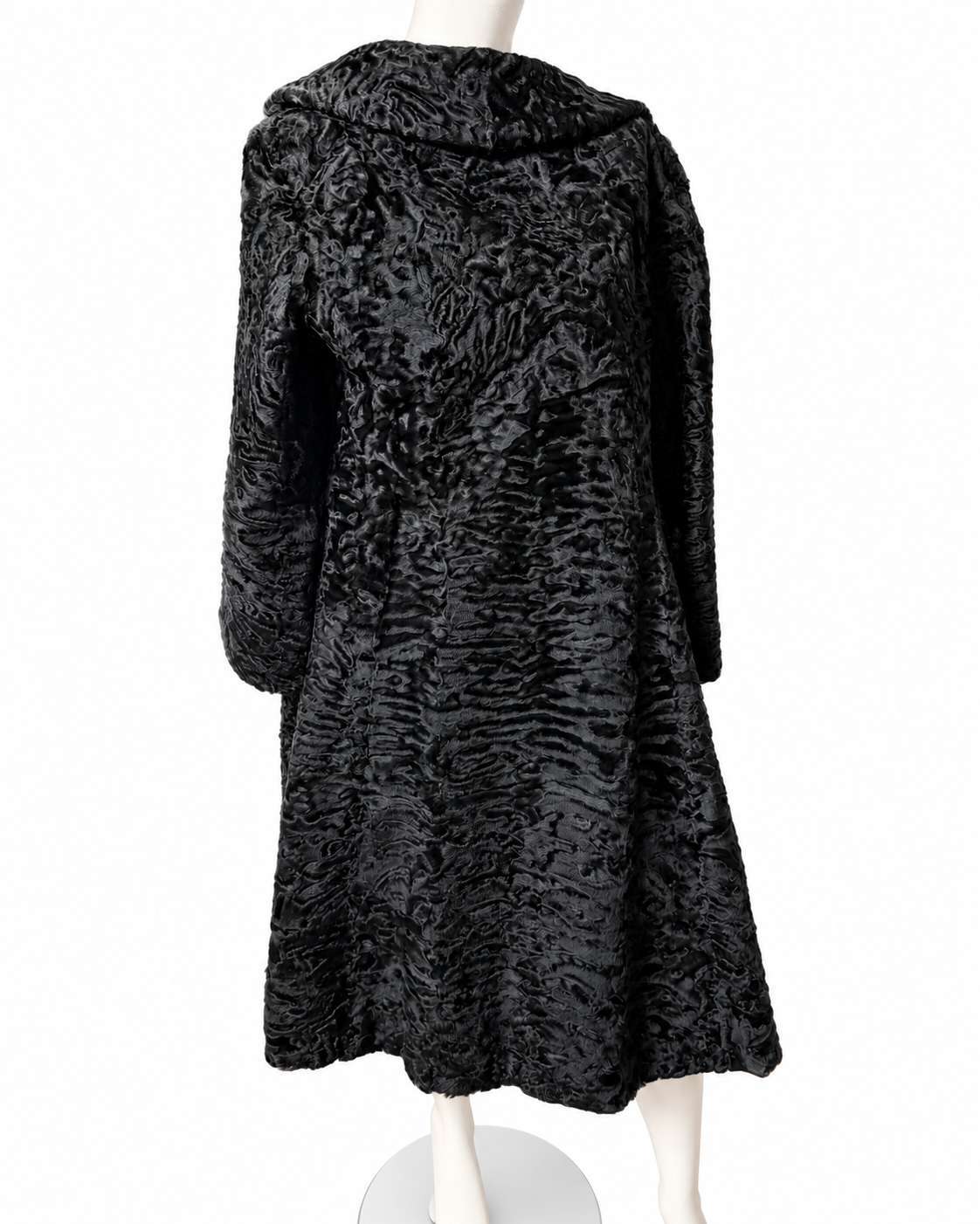 Black Lamb Fur Coat - S-M