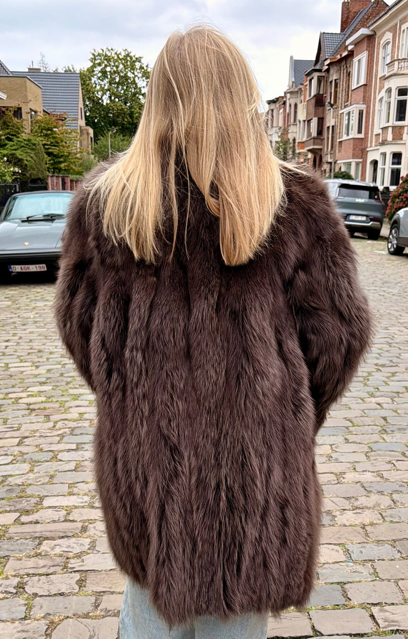 Long Fox Vintage Coat- M-L