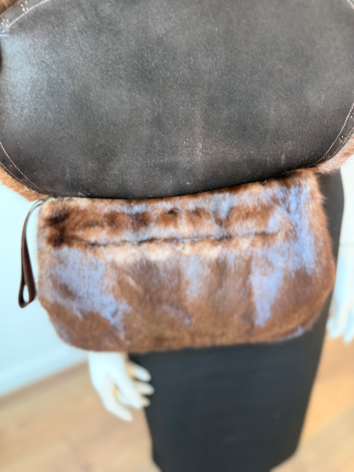 Set - Mink Fur Stole& Fur Bag