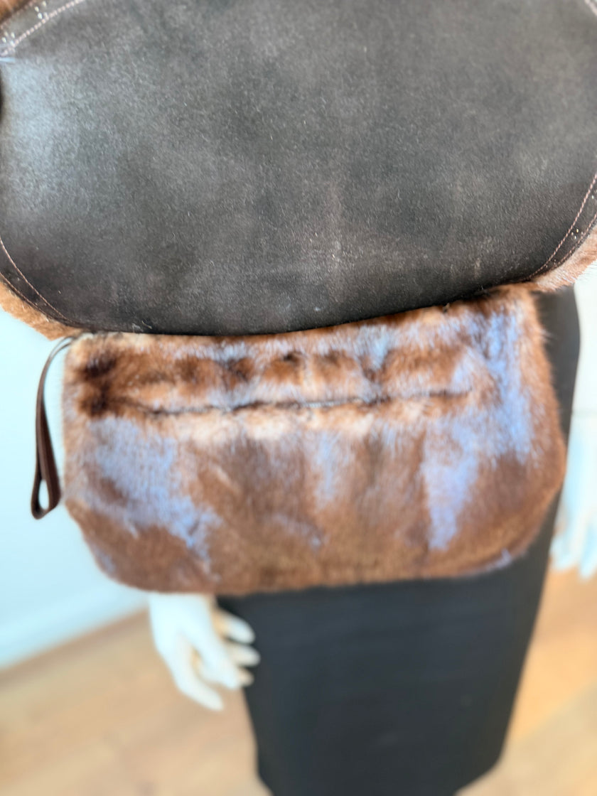 Set - Mink Fur Stole& Fur Bag