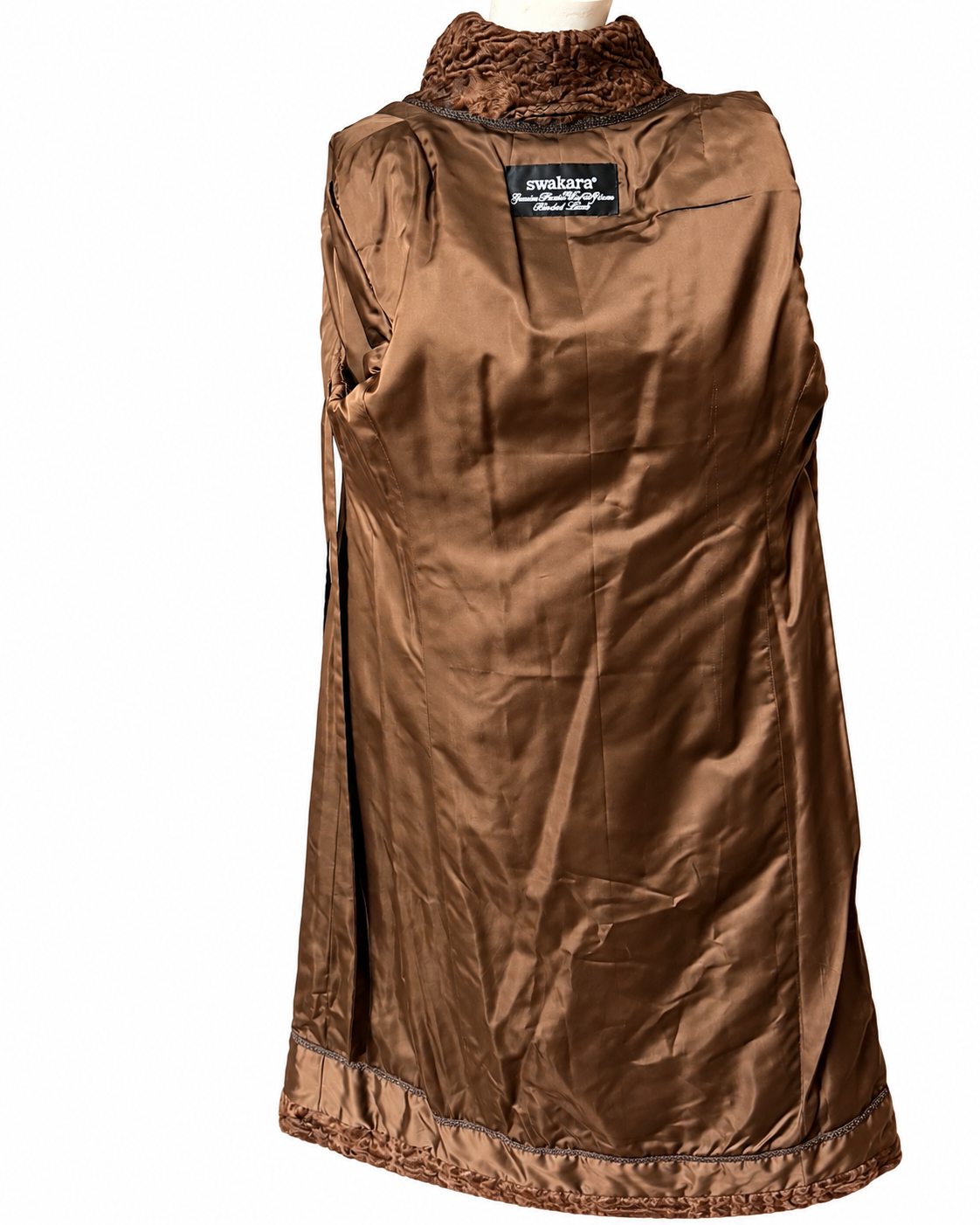 Brown Long Lamb l Fur Coat - M-L