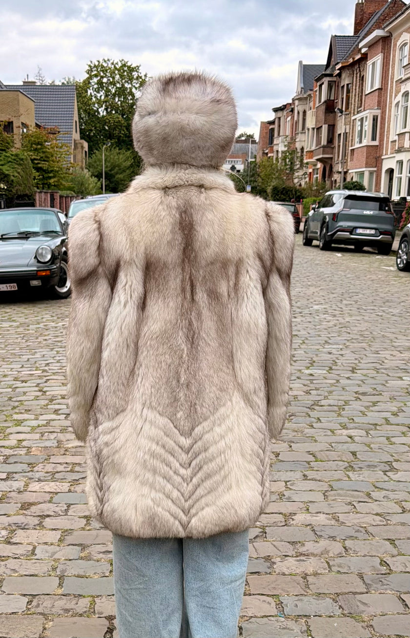 White Fox Fur Jacket - M