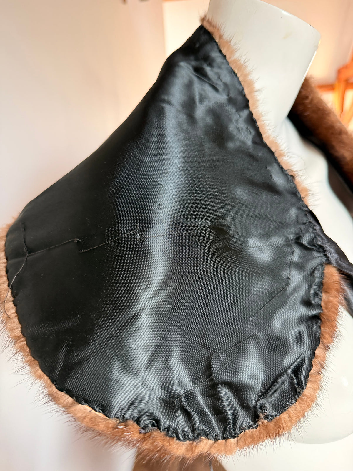 Set - Mink Fur Stole& Fur Bag