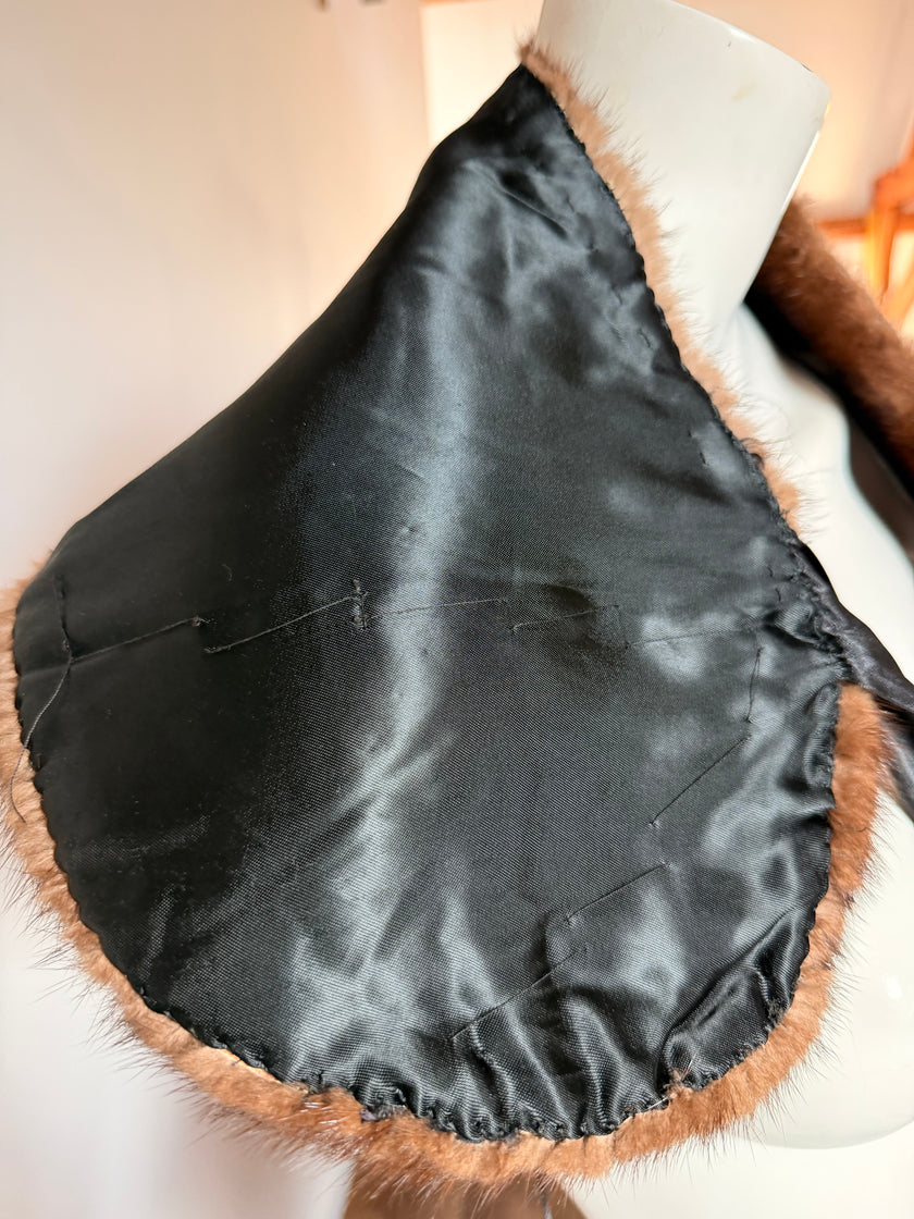 Set - Mink Fur Stole& Fur Bag