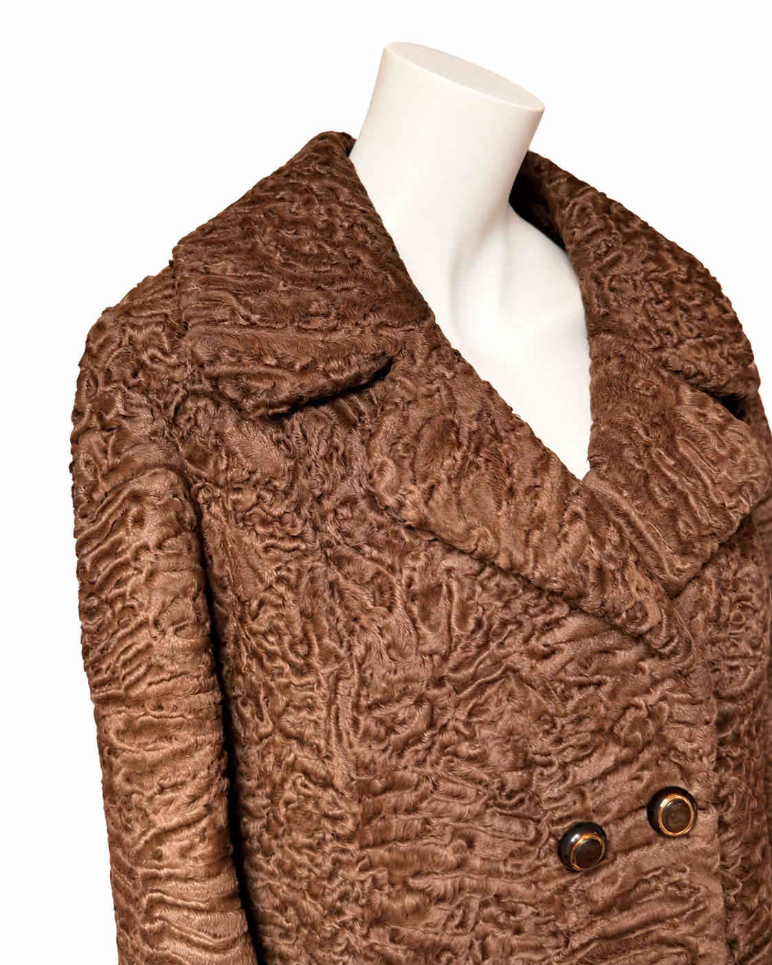 Brown Long Lamb l Fur Coat - M-L