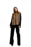 Leopard Print Fur Turtleneck Vest