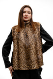 Leopard Print Fur Turtleneck Vest