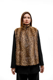 Leopard Print Fur Turtleneck Vest