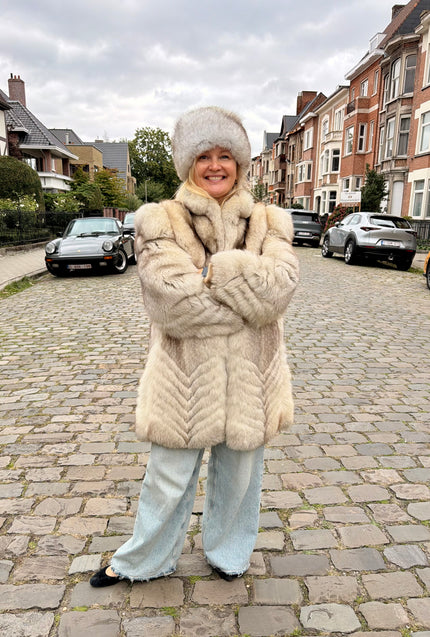 White Fox Fur Jacket - M
