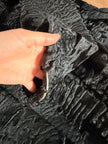 Black Long Lamb Fur Coat - L