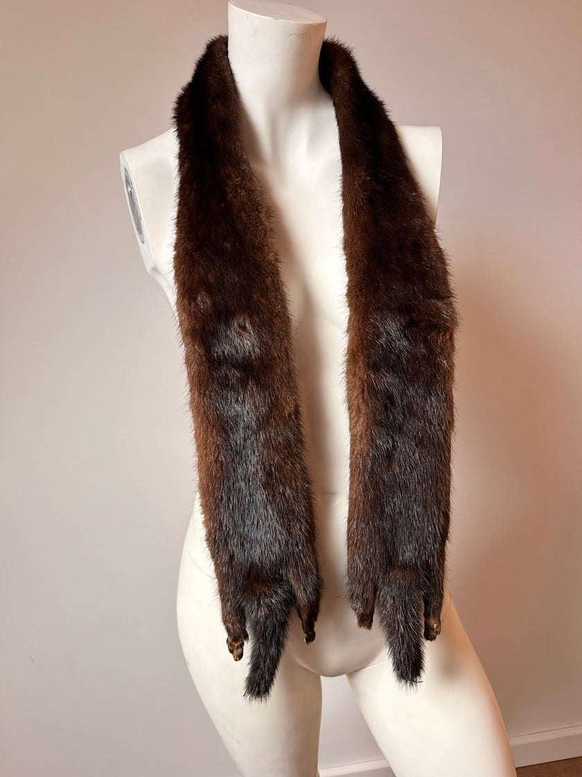 Brown Mink Fur Stole Large