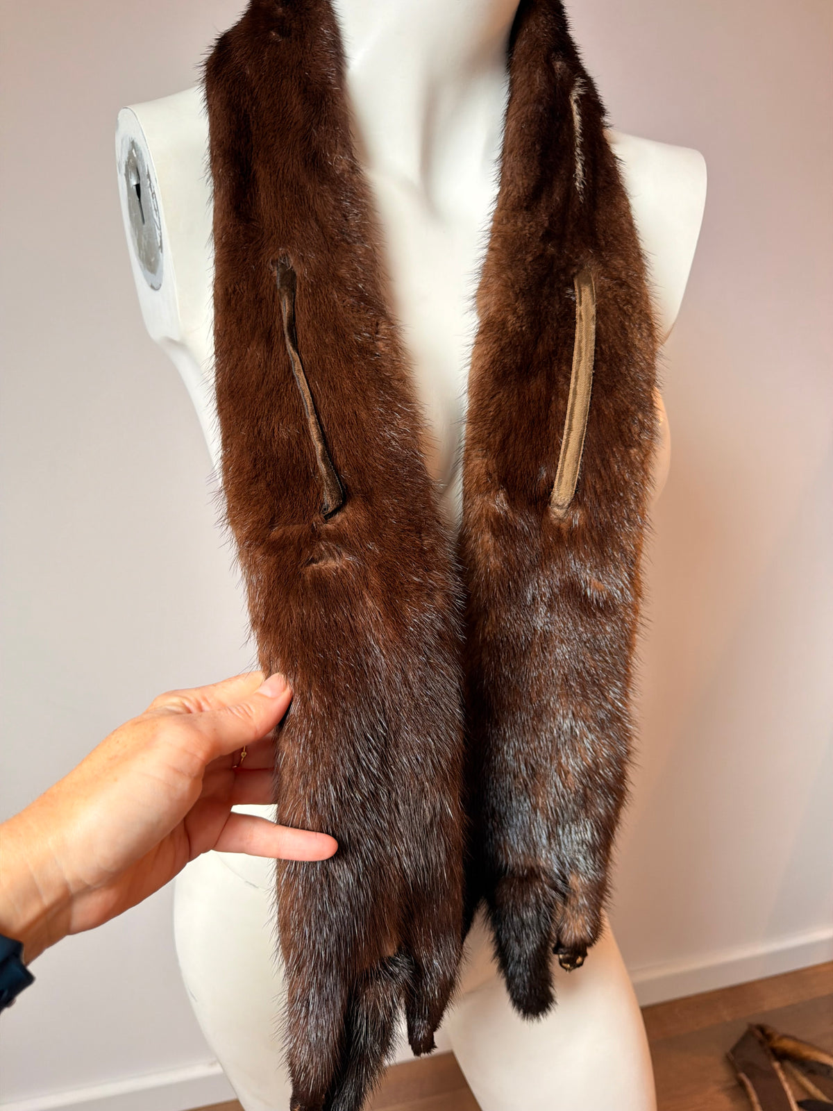 Brown Mink Fur Stole Large