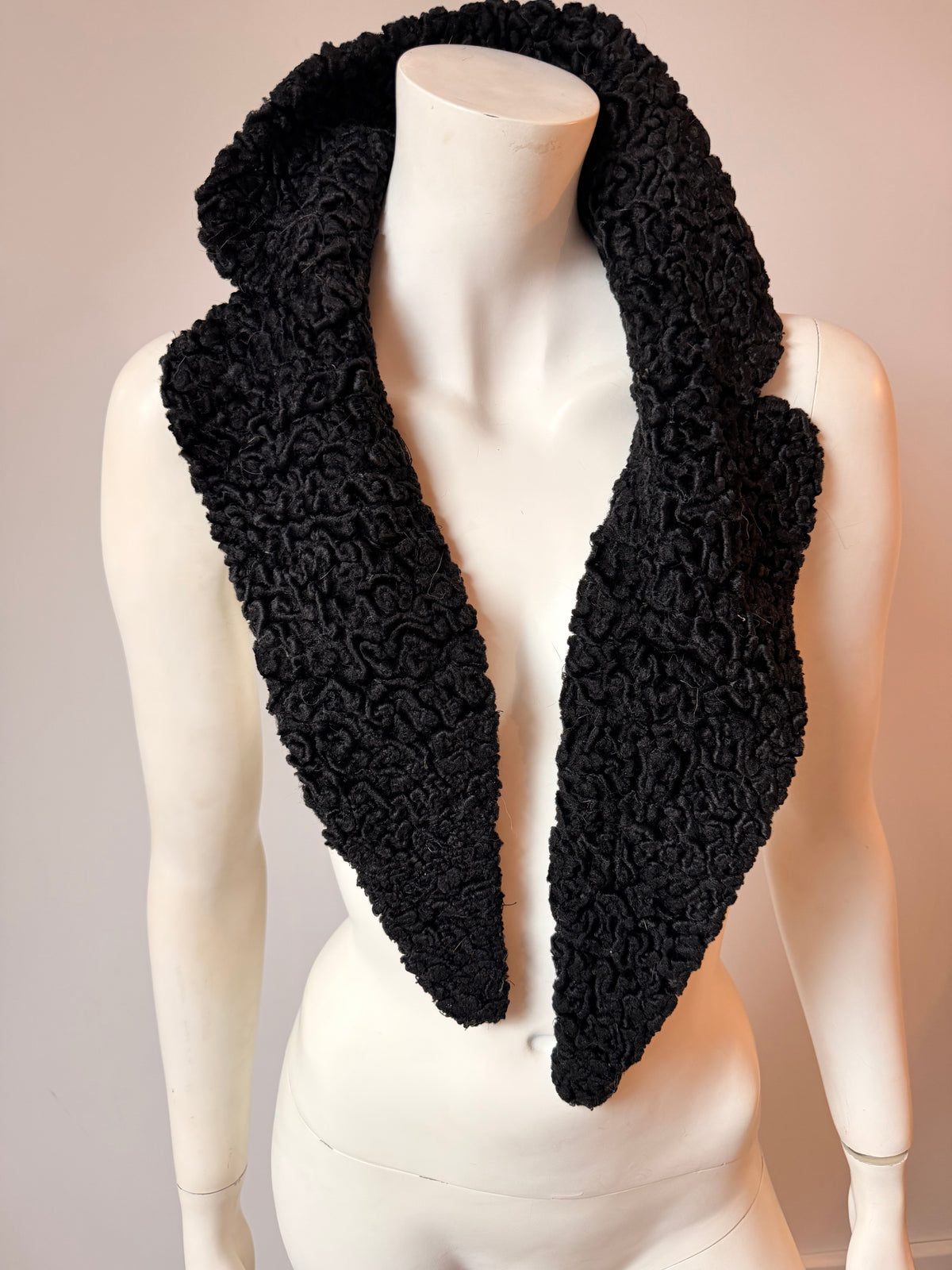 Black Astrakhan Karakul Fur Collar