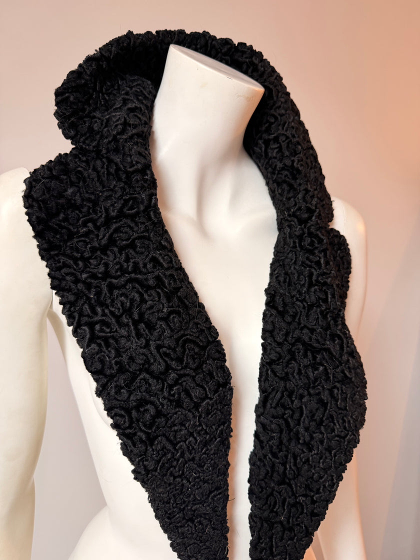 Black Astrakhan Karakul Fur Collar
