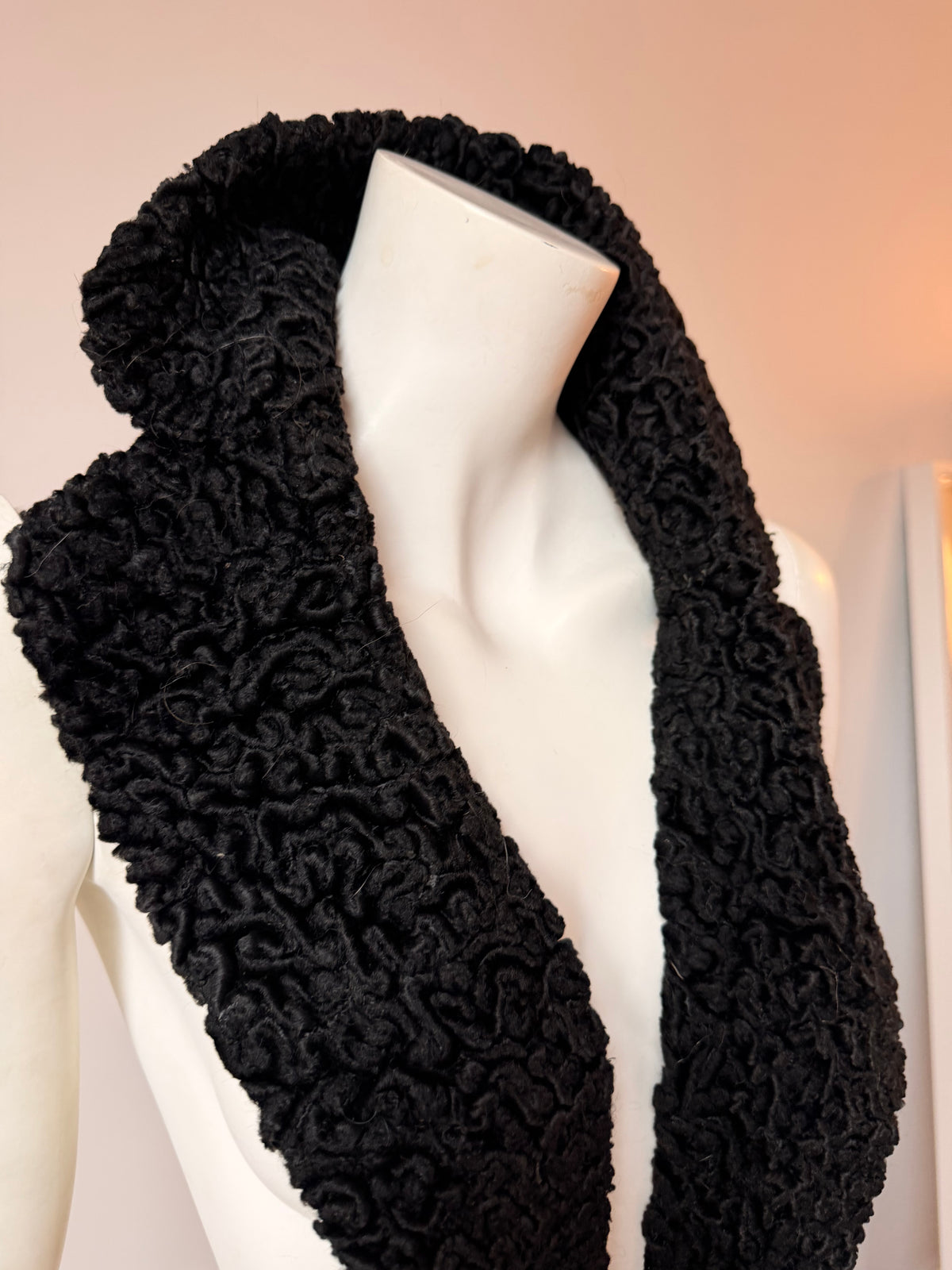 Black Astrakhan Karakul Fur Collar