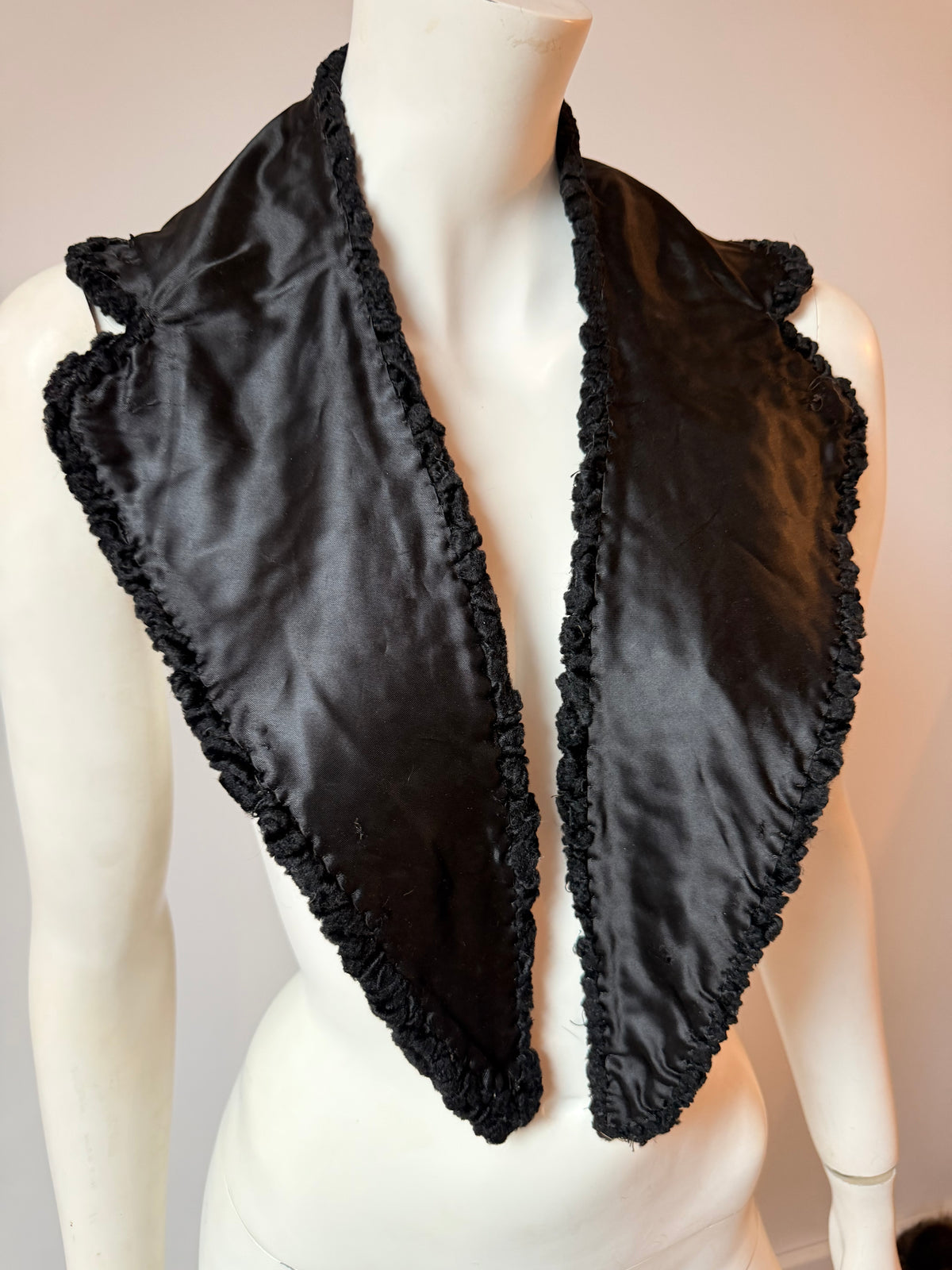Black Astrakhan Karakul Fur Collar