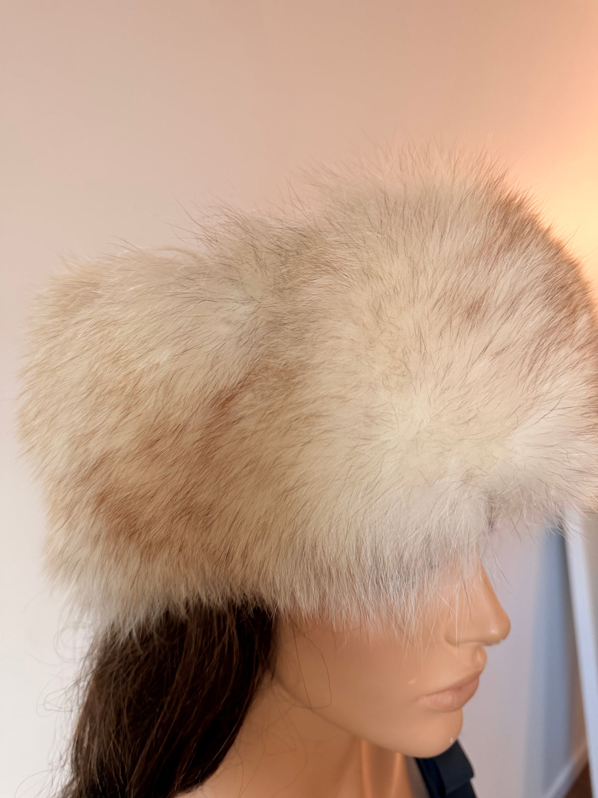 Blue Fox Fur Hat with Tail