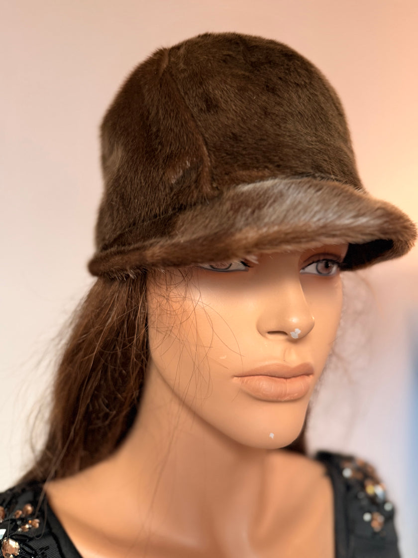Visor Grey Fur Hat