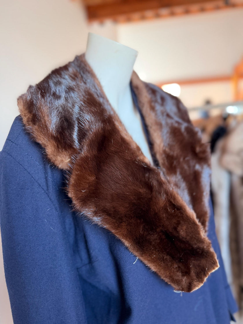 Large vintage mink fur coat collar sourced in Belgium