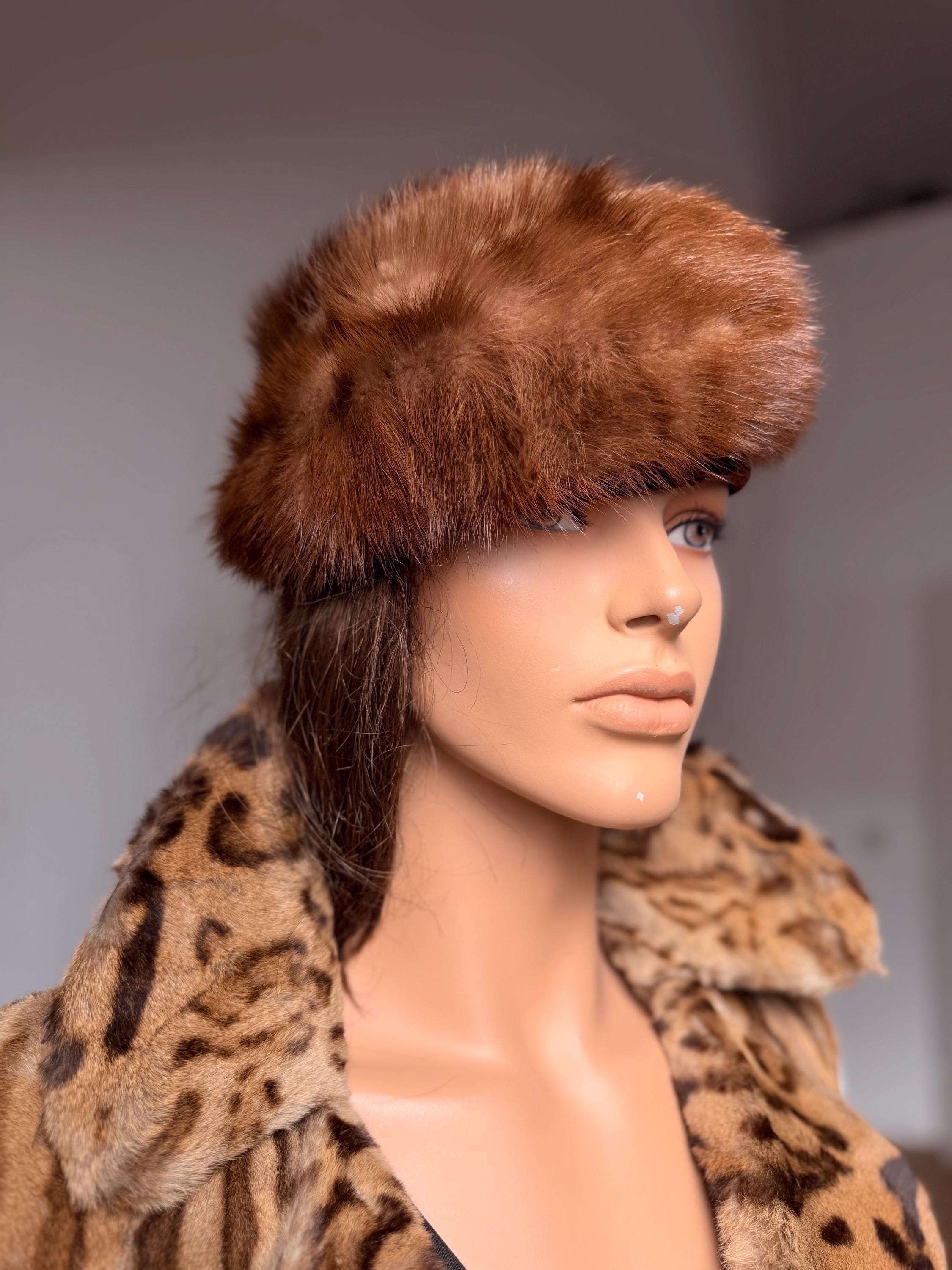 Luxury vintage mink fur winter hat size S M