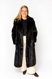 Luxury deep brown vintage mink fur coat made from genuine full-pelt mink