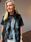 Luxury grey rabbit and raccoon fur vest made from genuine fur