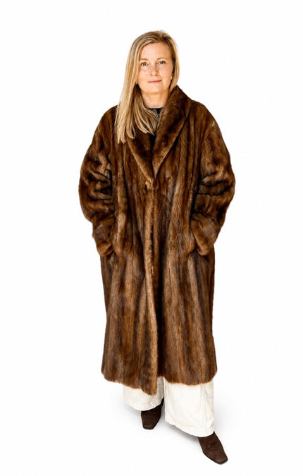 Luxury vintage Saga mink fur coat made from genuine full-pelt mink