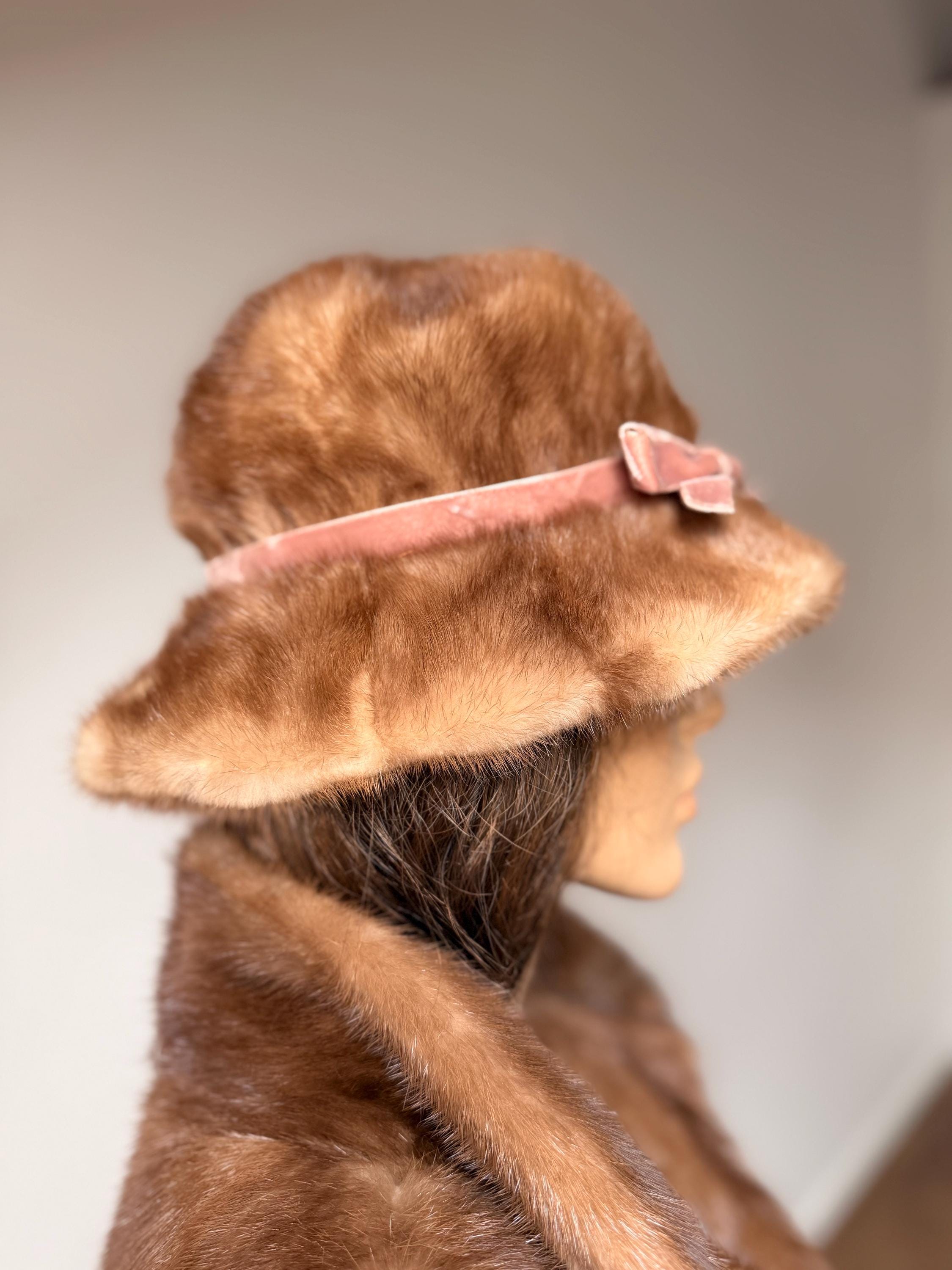 Luxury vintage mink fur winter hat size S M