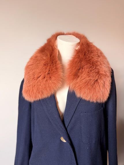 Orange arctic fox fur trim made from genuine fox fur
