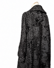 Black Long Lamb Fur Coat - L