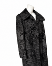 Black Long Lamb Fur Coat - L