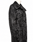 Black Long Lamb Fur Coat - L