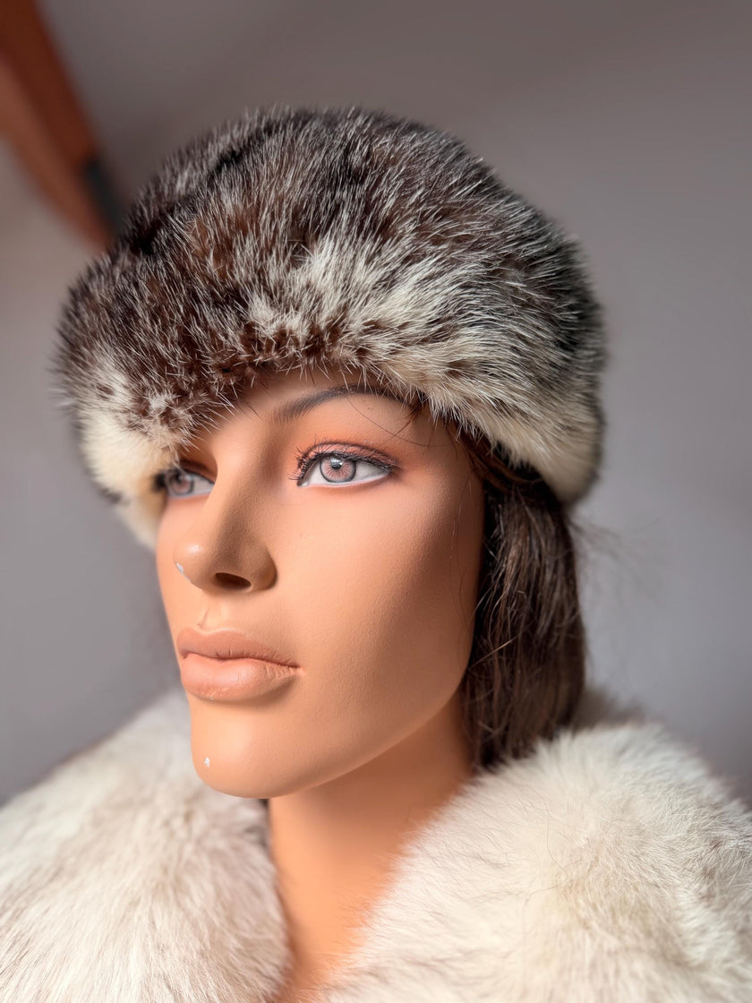 Vintage cross mink beret and pillbox style hat sourced in Belgium