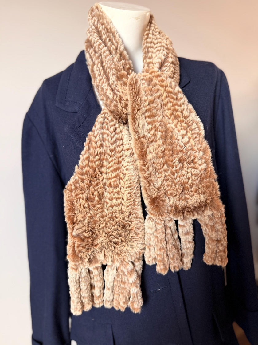 Vintage genuine rabbit fur scarf sourced in Belgium