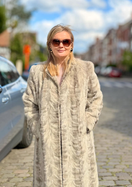 Vintage grey mink fur coat made in Belgium
