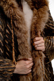 Vintage real fur coat with genuine leather strap closures