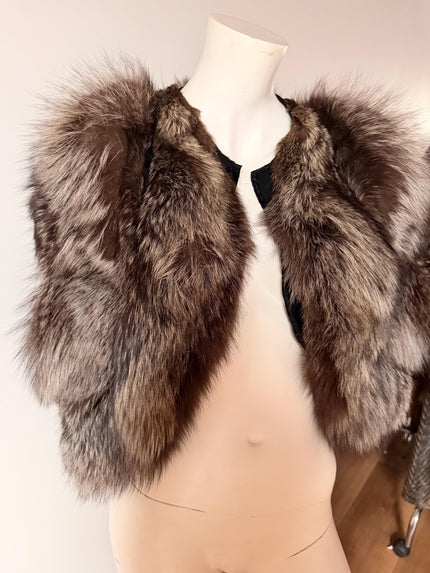 Vintage silver fox fur stole cape made from genuine fox fur