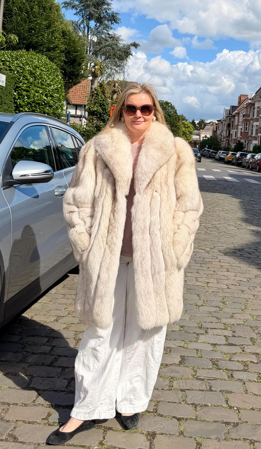Vintage white fox fur coat 